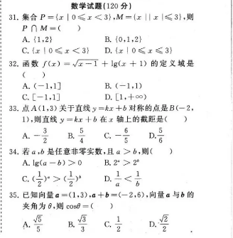 安徽高职分类考试数学真题资料